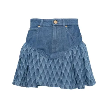 BALMAIN Denim Short Skirts Women's Blue