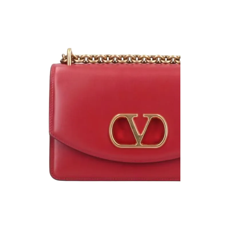 Valentino GARAVANI Shiny Calfskin Shoulder Bag Small Size Women's Red-1