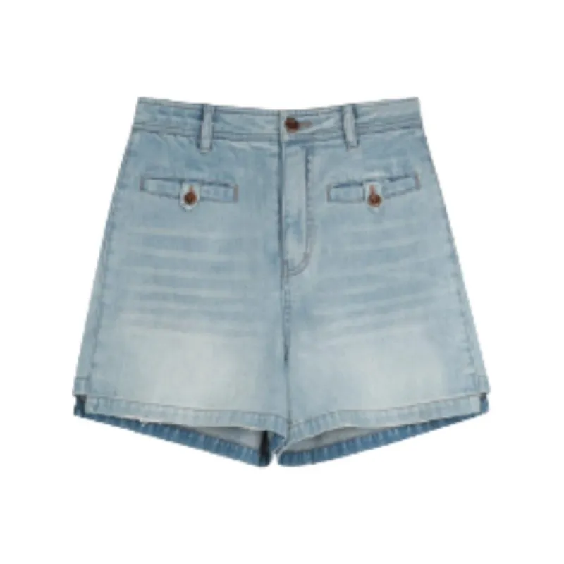 SOLIGHTER Denim Shorts Women's Light Denim Blue-0