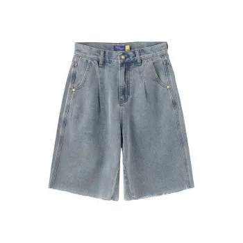 Wiggle Wiggle Heart Logo Embroidery Frayed Edge Denim Shorts Women's