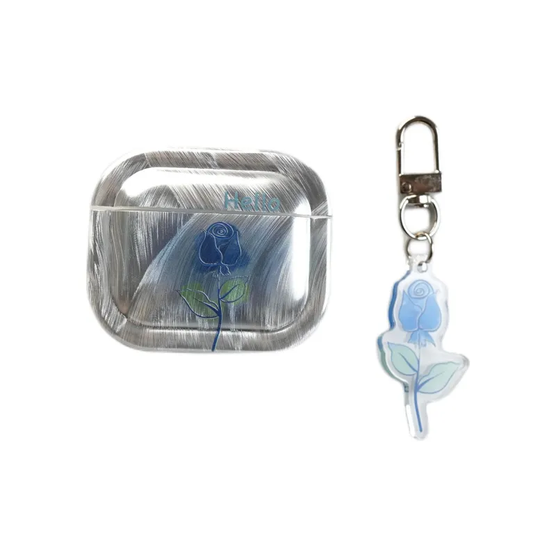 Wei Xin Apple AirPods 4/2/3/4th Generation/AirPods Pro/Pro 2 TPU Camlet Blended Blue Rose Pendant Headphone Cases-6
