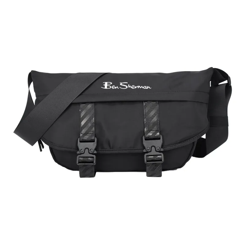 BEN SHERMAN Nylon Messenger Bag, Shoulder Bag Unisex Black-0