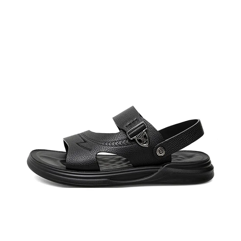 QIUTEXIONG Beach Sandals Men Black/Brown-0
