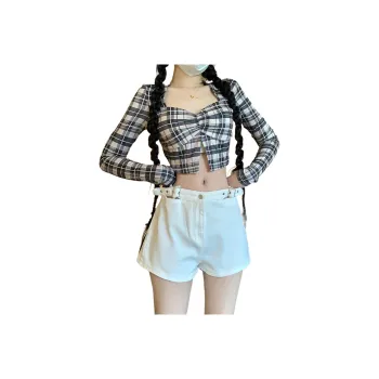 FASTFISH Denim Shorts Women's White