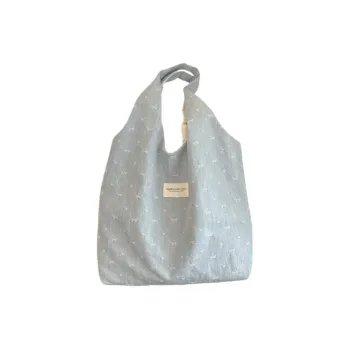 ROUNDOT Fabric Tote Bag, Shoulder Bag Unisex Light Blue/Blue