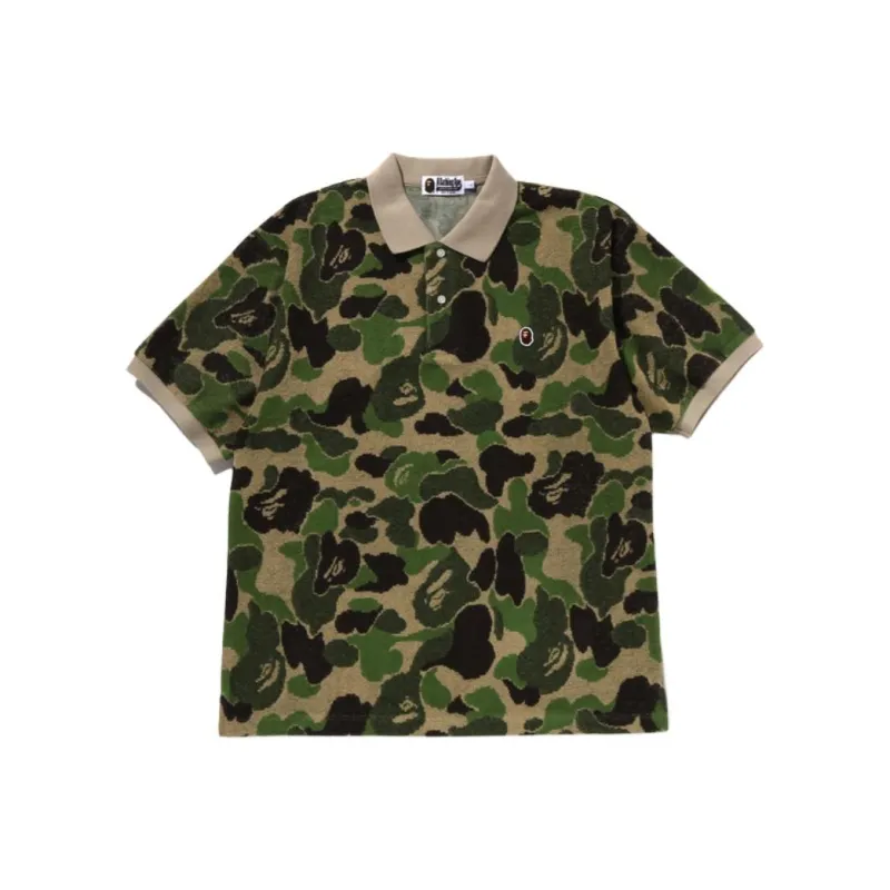 Bape Abc Camo Pile Jacquard Relaxed Fit Polo Shirt-0