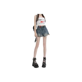 Wen Shan Denim Shorts Women's Blue With Waist Strap