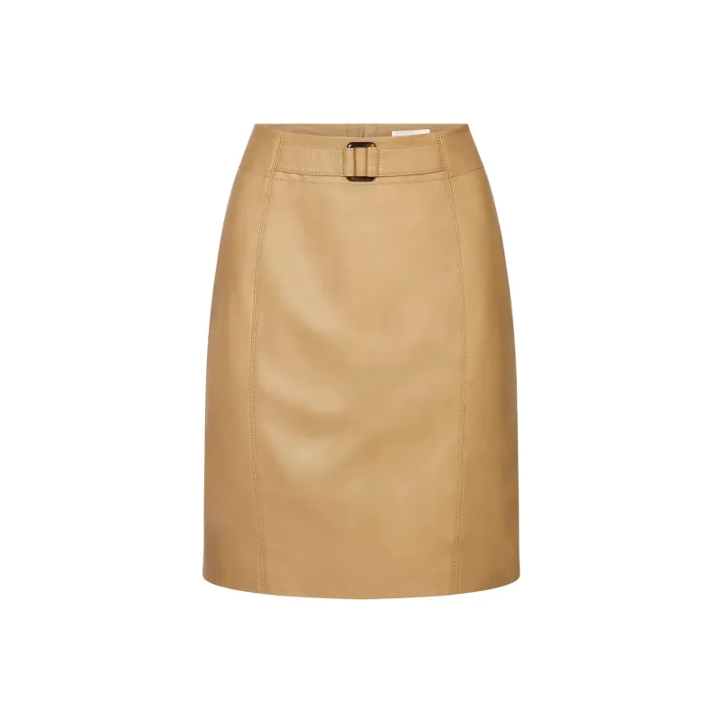 Rouje FW24 SOLAL SKIRT Leather Short Skirts Women's Camel-0