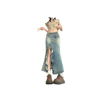 FLIM Denim Long Skirts Women's Blue