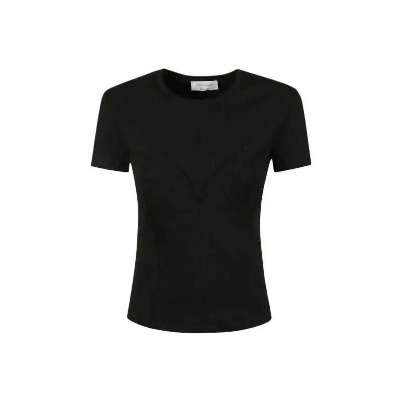 Blumarine Corset Detailed Crewneck T-Shirt-0