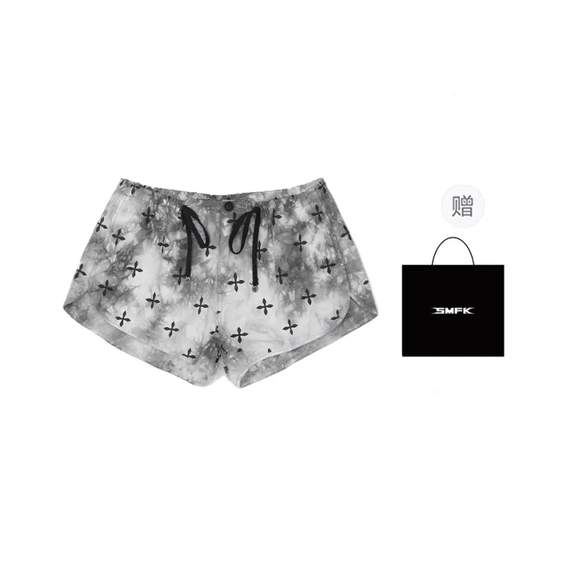 SMFK SS25 Cargo Shorts Women's Black White Tie Dye-0