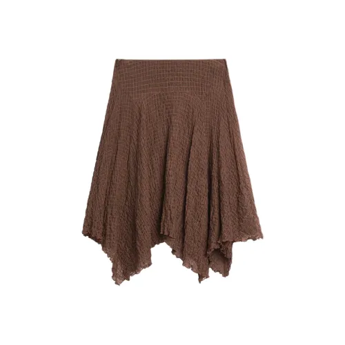 Massimo Dutti Casual Long Skirt Women's Brown