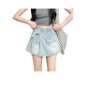 JEANSWEST Denim Short Skirts Women's Vintage Blue