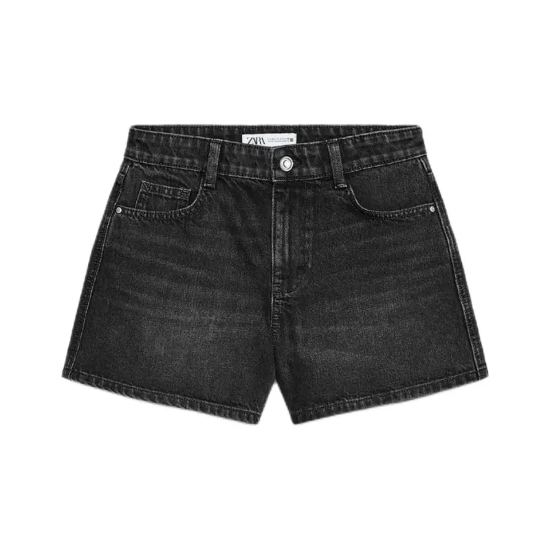 ZARA Denim Shorts Women's Black-0