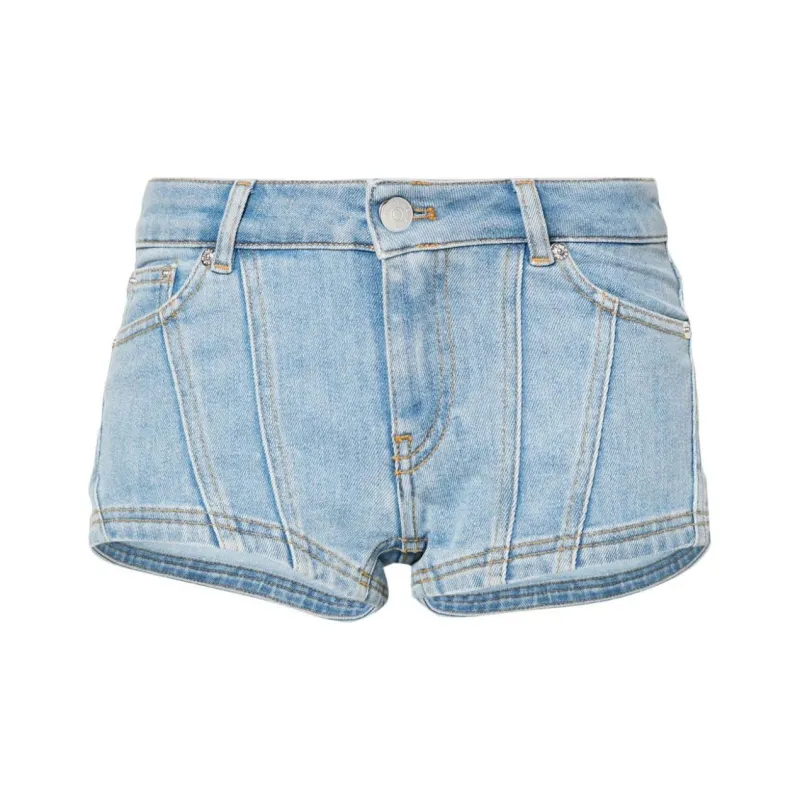 Mugler Low-rise Denim Mini Shorts-0