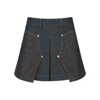 ANDERSSON BELL Embroidered panel Pleated Mini Skirt