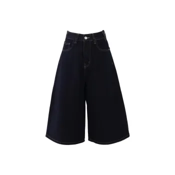 Wen Shan Denim Shorts Women's Dark Blue