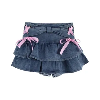 BVODE Denim Short Skirts Women's Space Blue