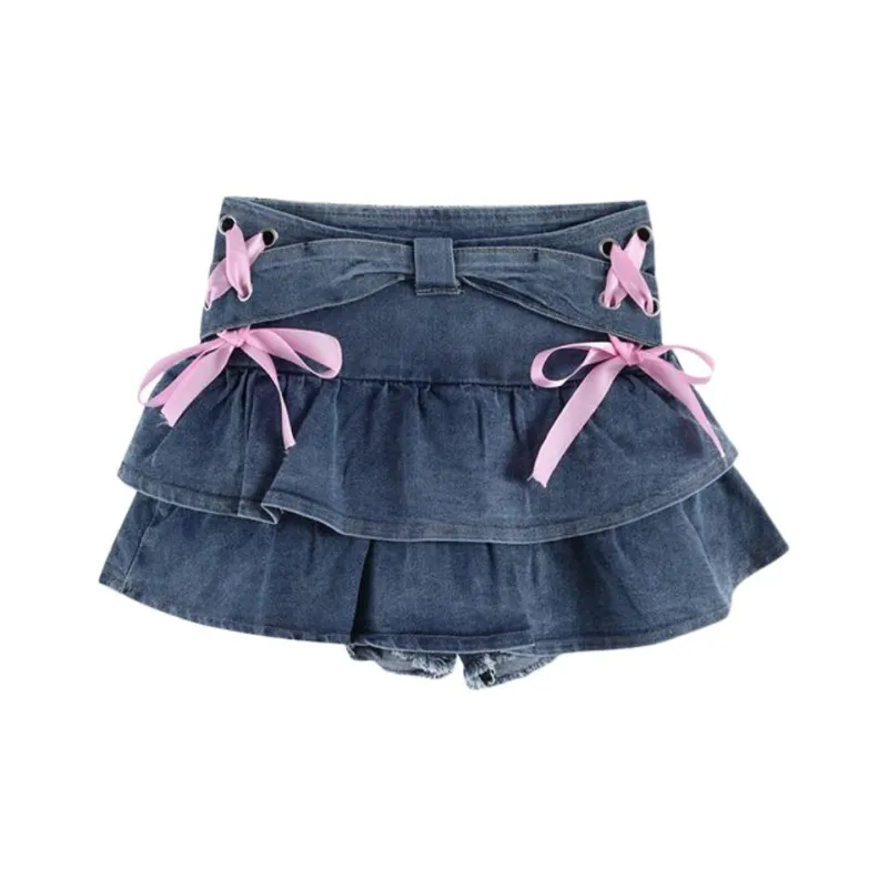 BVODE Denim Short Skirts Women's Space Blue-0