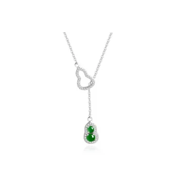Fortune Gold Colored Glaze Jade Box Necklace Women's