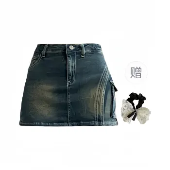 PAVEA Denim Short Skirts Women's Blue
