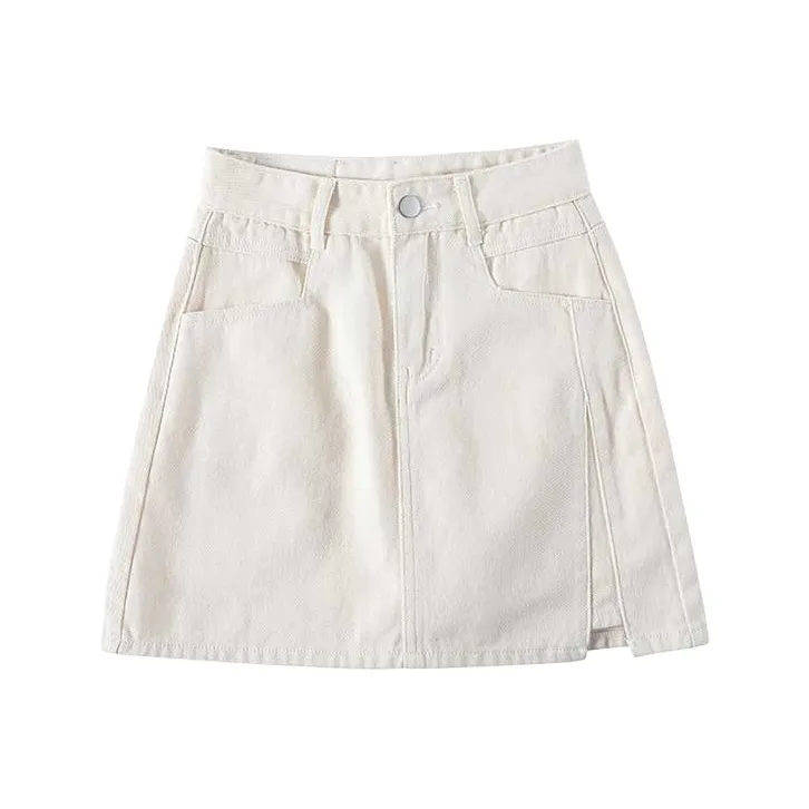 FAWENXIANGZI Denim Short Skirts Women's-5