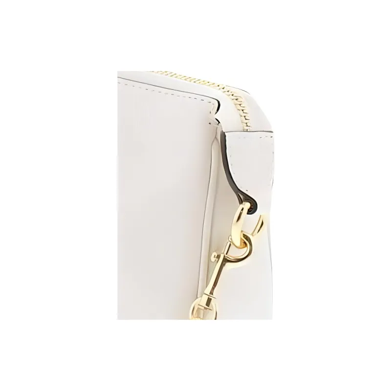 COACH Wristlet Litchi Grain Leather Mahjong Bag One Shoulder Clutch Large Size Women's Beige-3