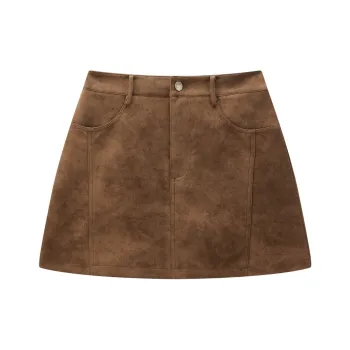 LEDIN Leather Short Skirts Women's Lava Brown