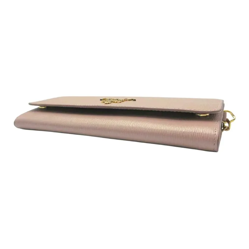 PRADA Leather Wallet Women's Pink Beige-3