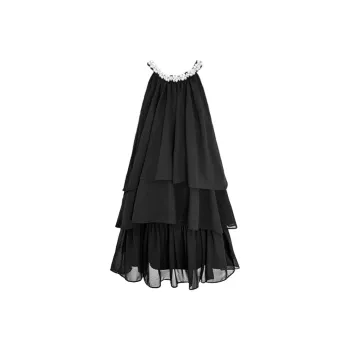 GUOZHEN Slip Dresses Women's Black