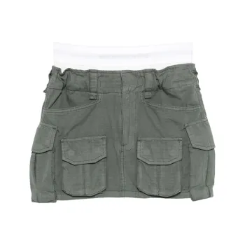 Alexander Wang Logo Elastic Pre Styled Cargo Skirt Balsam Green