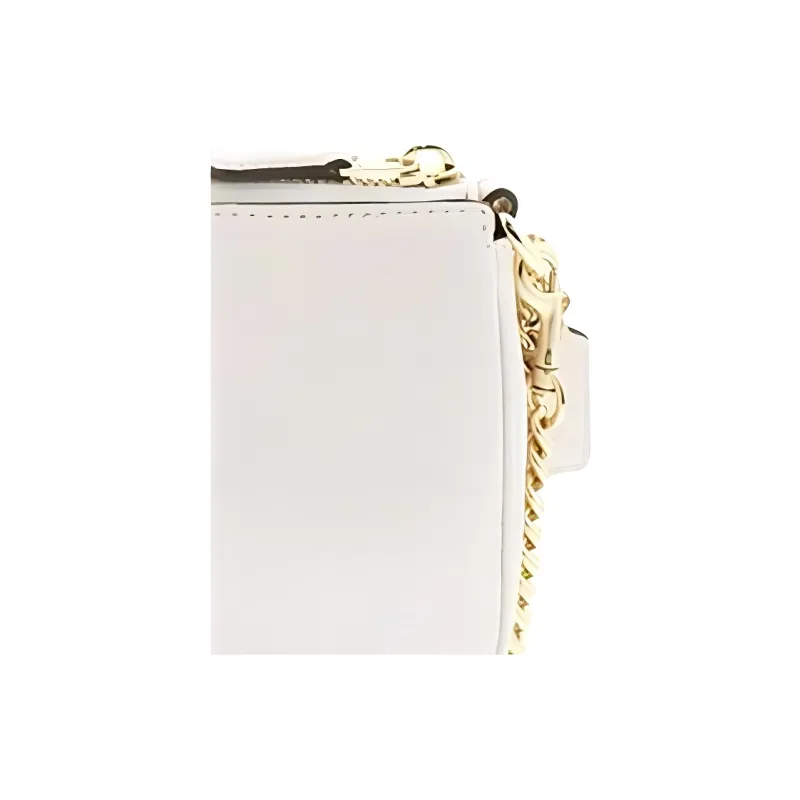 COACH Wristlet Litchi Grain Leather Mahjong Bag One Shoulder Clutch Large Size Women's Beige-4