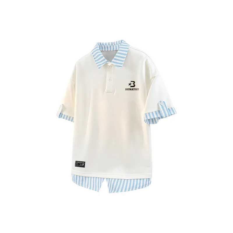 BENATRY Polo Shirt Unisex White Heather Gray-2