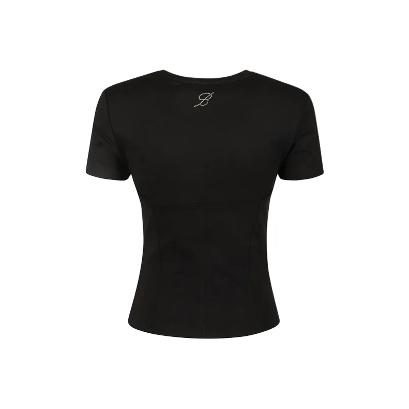 Blumarine Corset Detailed Crewneck T-Shirt-1