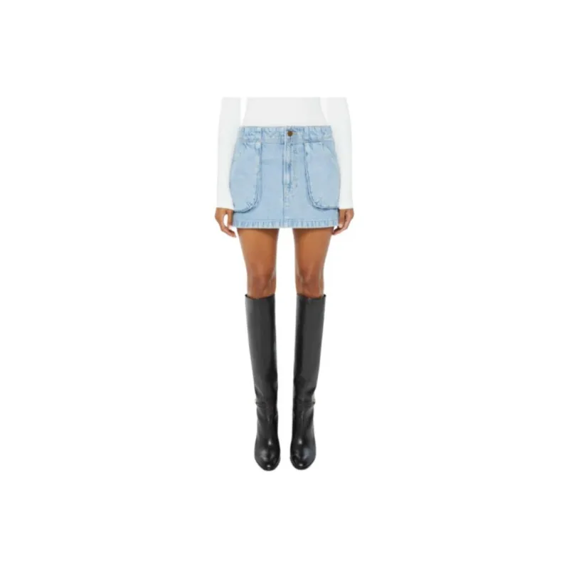MOTHER The Accordion Fun Dip Mini Denim Skirt-0