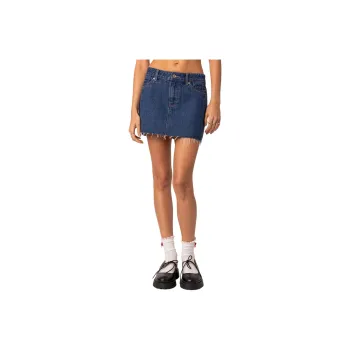 Edikted Denim Mini Skirt Denim Short Skirts Women's Blue