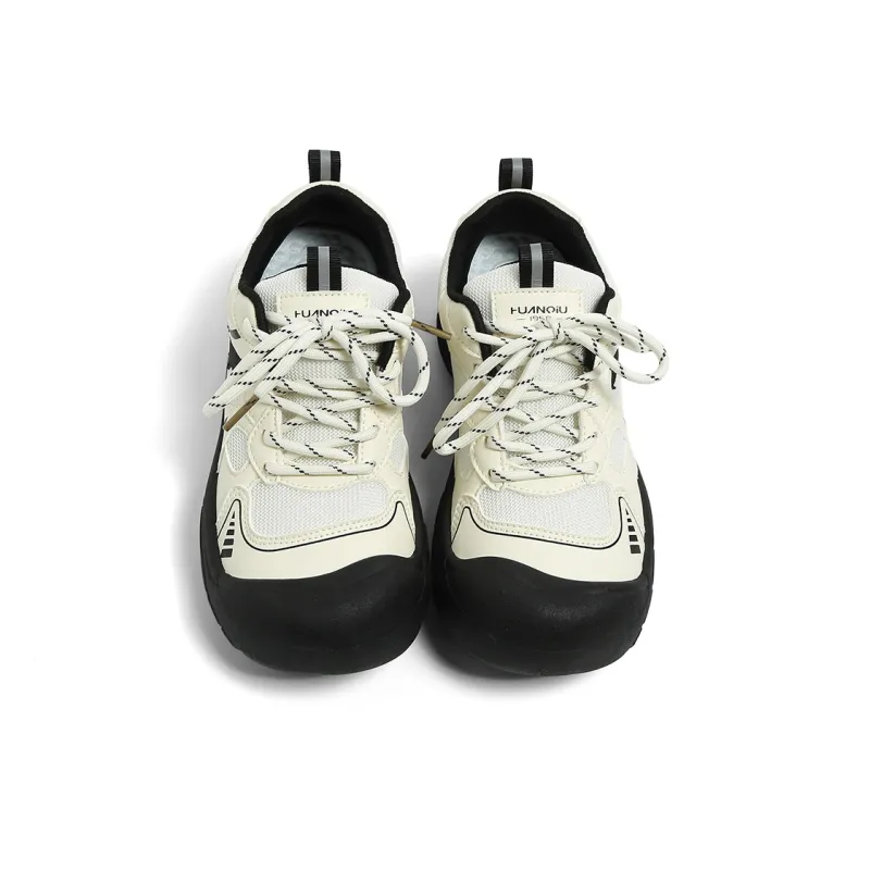 HUANQIU Non slip, Wear resistant, Impact resistant Low Top Hiking Shoes Women's Beige Black-4