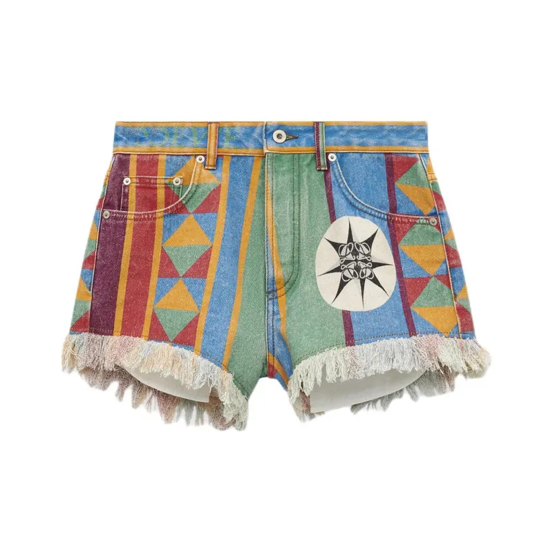 LOEWE Paula's Ibiza Denim Shorts Women's Multicolor-0