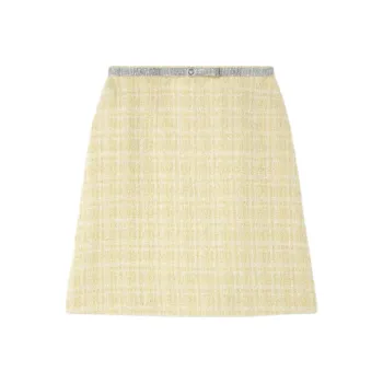 VERSACE Crystal embellished Tweed A line Mini Skirt