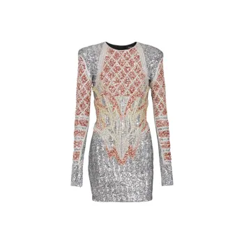 BALMAIN Long Sleeved Dresses Women's Silver
