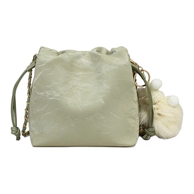 VINEY Cow Leather Shoulder Bag, Crossbody Bag, Bucket Bag Regular Women's Green-3