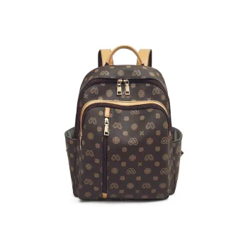 Old Man's Head Synthetic Leather Backpack Women's Coffee