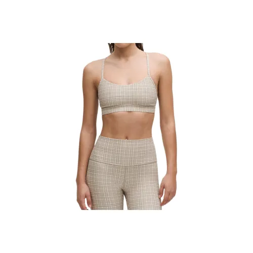 Lululemon Flow YNulu Bra Sports Underwear Women's 1 Pack Glossy Mesh Light Ivory