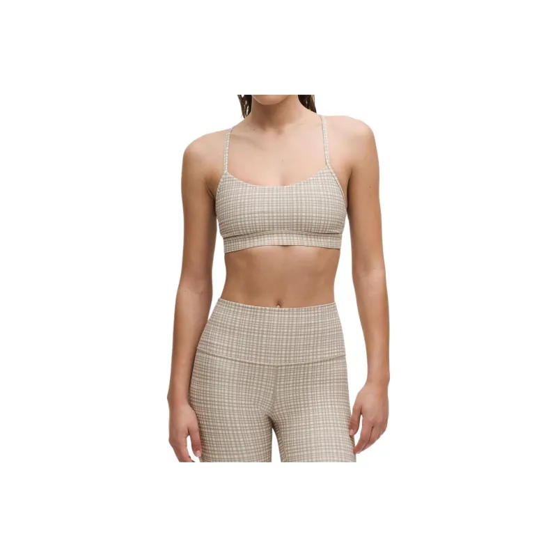 Lululemon Flow YNulu Bra Sports Underwear Women's 1 Pack Glossy Mesh Light Ivory-0