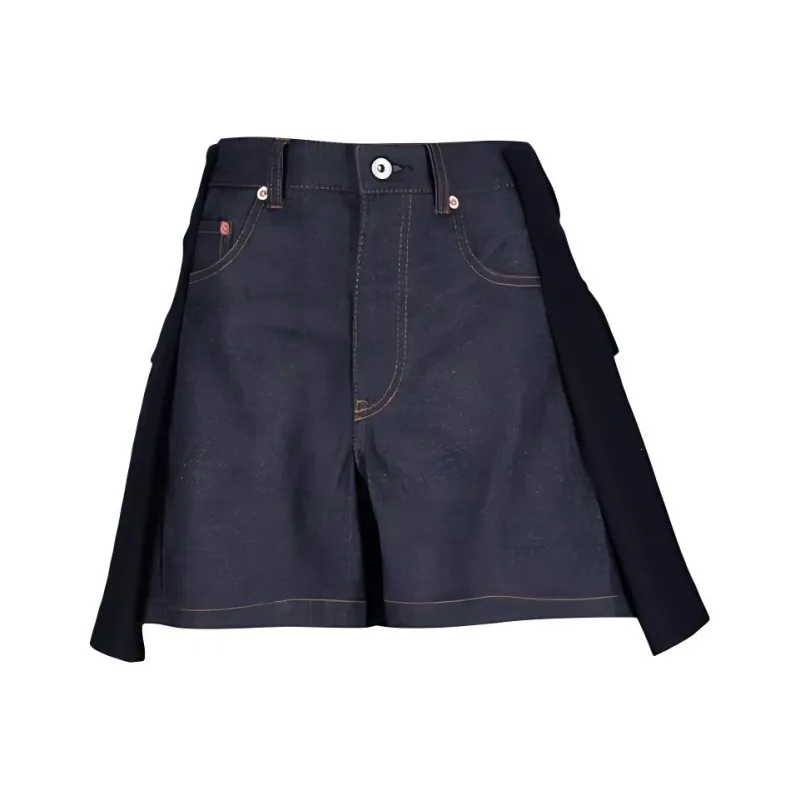 Sacai Denim X Wool Melton Shorts 'Navy'-0