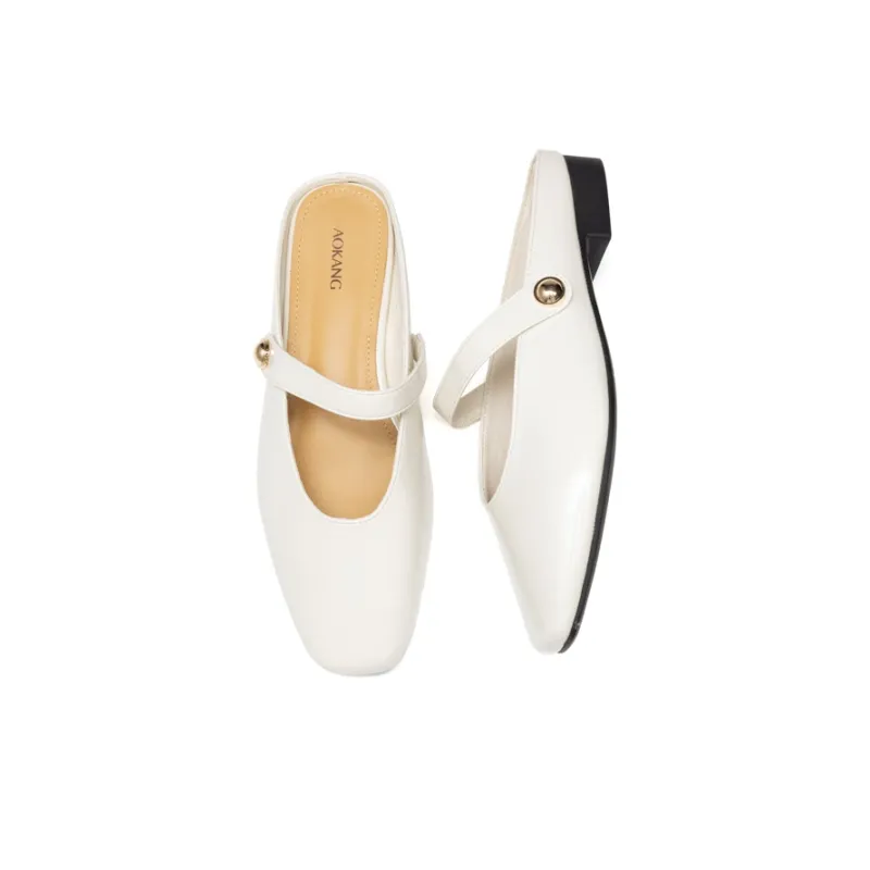 AOKANG Slip Resistant Closed Toe Slippers Women's Ecru-3