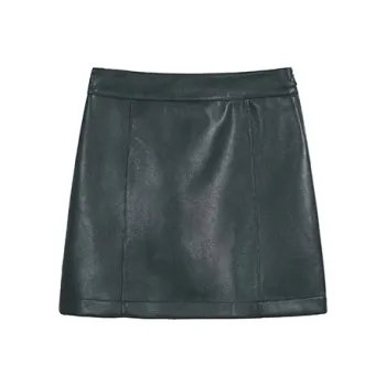 ABBY GODDESS Spring And Summer Leather Short Skirts Women's Black