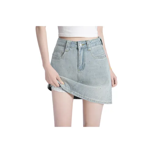 Cypress House Denim Short Skirts Women's Vintage Light Blue