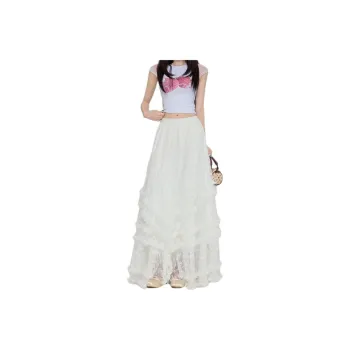 Concubine Zhu Casual Long Skirt Women's White