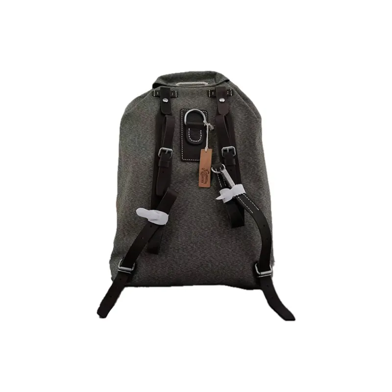 Alternative Country Tree Paste Leather With Canvas Backpack Unisex Army Green-2
